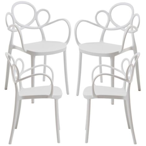 Packs Sillas Jardín - Pack 4 Sillas Sky con Reposabrazos - Blanco