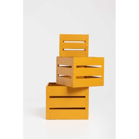Organizadores - Set 3 Cajas Metálicas Torix - Mostaza