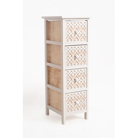 Muebles Auxiliares - Mueble Auxiliar Cloak Blanco Estrecho 4 Cajones