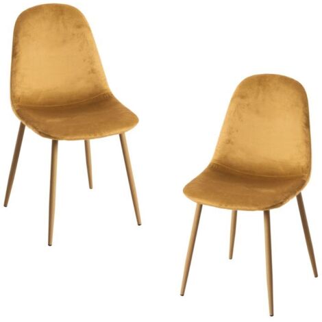 Packs Sillas Comedor - Pack 2 Sillas Teok Terciopelo - Mostaza (1/5)