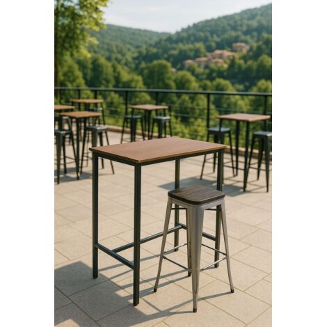 Mesas Bar - Mesa Biro Alta Rectangular 120 x 60 cm - Madera oscura