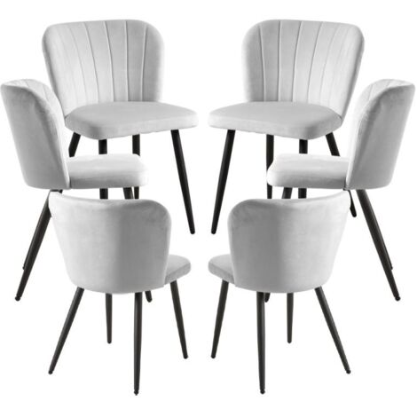 Packs Sillas Comedor - Pack 6 Sillas Luk Terciopelo - Gris claro (1/5)
