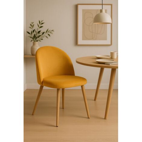 Sillas Comedor - Silla Vint Terciopelo - Mostaza