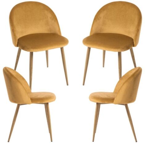 Packs Sillas Comedor - Pack 4 Sillas Vint Terciopelo - Mostaza