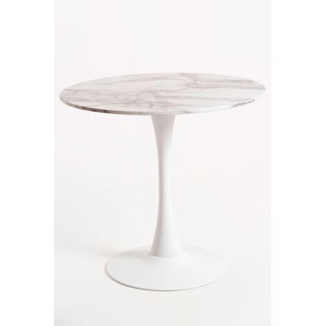 Estilo Nórdico - Mesa Kolio 80 cm Mármol - Blanco