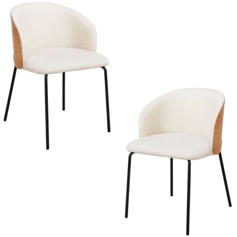 Packs Sillas Comedor - Pack 2 Sillas Glacia Tela Blanca con Respaldo Tapizado en Madera (1/5)