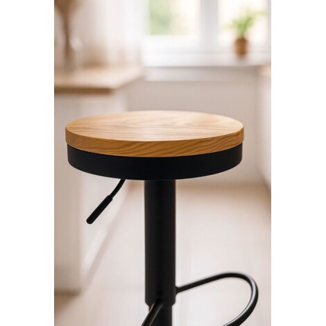 Taburetes Cocina - Taburete Vikin Asiento Madera - Negro