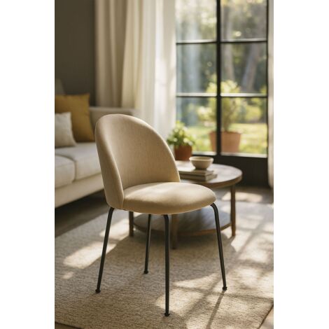 Sillas Comedor - Silla Black Dalnia Tela - Beige