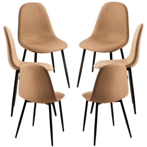 Packs Sillas Comedor - Pack 6 Sillas Black Teok Tela - Marrón arena