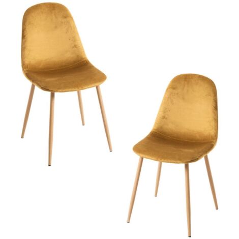 Packs Sillas Comedor - Pack 2 Sillas Teok Terciopelo - Amarillo (1/5)