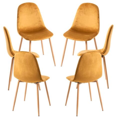 Packs Sillas Comedor - Pack 6 Sillas Teok Terciopelo - Amarillo (1/5)