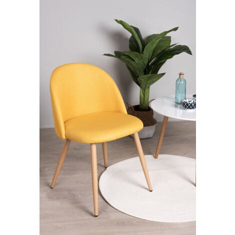 Sillas Comedor - Silla Vint Tela - Amarillo