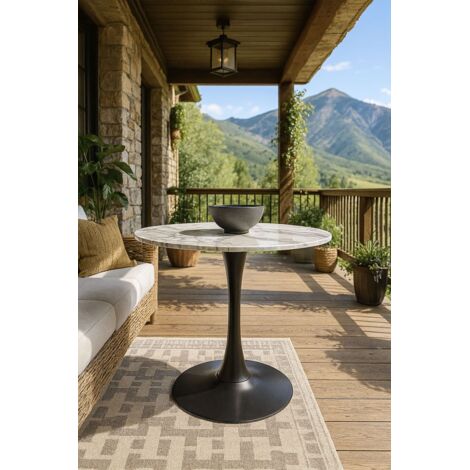 Estilo Nórdico - Mesa Kolio 80 cm Mármol - Negro