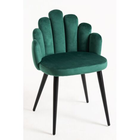 Sillas Comedor - Silla Hand Terciopelo Patas Negras - Verde (1/5)