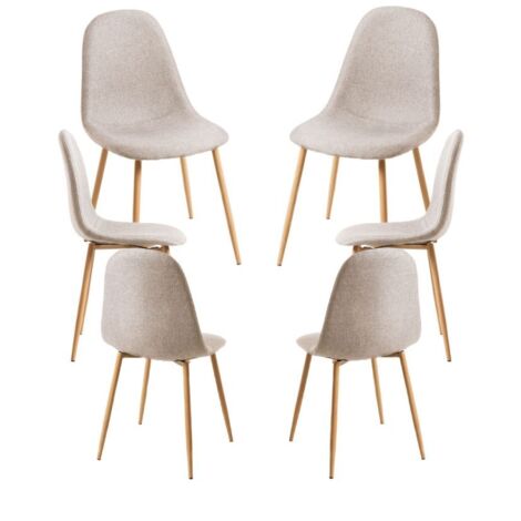 Packs Sillas Comedor - Pack 6 Sillas Teok Tela - Beige (1/5)
