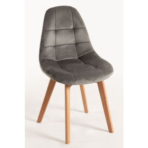 Sillas Comedor - Silla Kelen Terciopelo - Gris claro