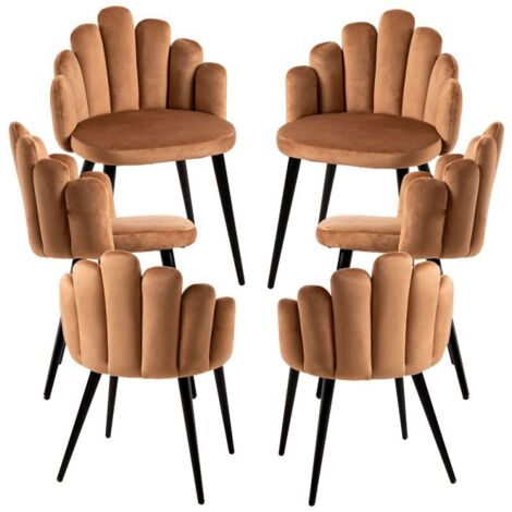 Packs Sillas Comedor - Pack 6 Sillas Hand Patas Negras Terciopelo - Marrón (1/5)