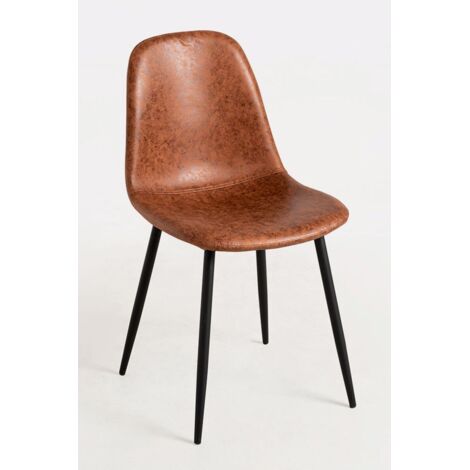 Packs Sillas Comedor - Pack 4 Sillas Black Teok Polipiel - Camel Vintage Teok (1/5)