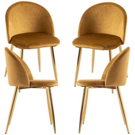Packs Sillas Comedor - Pack 4 Sillas Vint Terciopelo Golden - Amarillo (1/5)