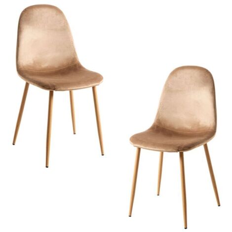 Packs Sillas Comedor - Pack 2 Sillas Teok Terciopelo - Marrón claro (1/5)