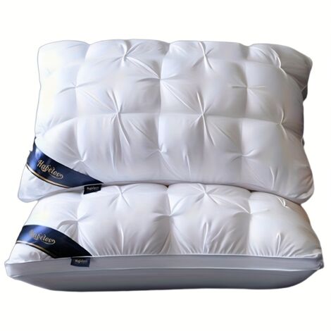 2er Set Luxus Hotelkissen – Nackenstützkissen mit hochdichter Polyesterfüllung, weißer 44 x 68 cm Kopfkissen
