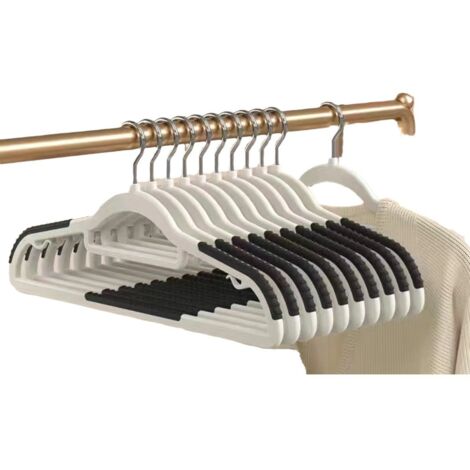 50-Piece Non-Slip PP Hangers with Pant Groove Rotatable Tie Hook Black