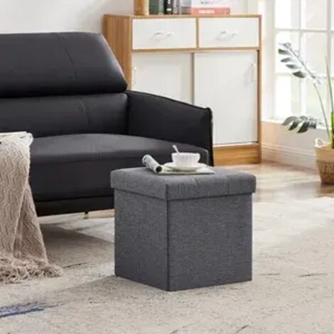 Sitzbank mit Faltbares Stauraum , Einfach zu Falten,Aufbewahrungsbox, Fußbank, dunkelgrau,Modernes Faltbares Aufbewahrungsottoman,klappbare Sitztruhe.Größe:30x30x30cm