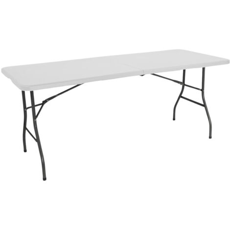 Mesa Catering Plegable Portátil Rectangular de 180 cm , 7house , Mesa Multiusos: Camping, Eventos en Espacios Exteriores o Interiores , Mesa Resina y Patas Acero , 4-6 Personas y Carga de 150kg