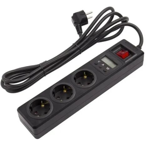 ORION91oficial® - MARCA 3M Base Múltiple 3 Enchufes Tipo F Schuko + 3 metros de cable, y Pantalla - spaziOrion91 - (1/3)