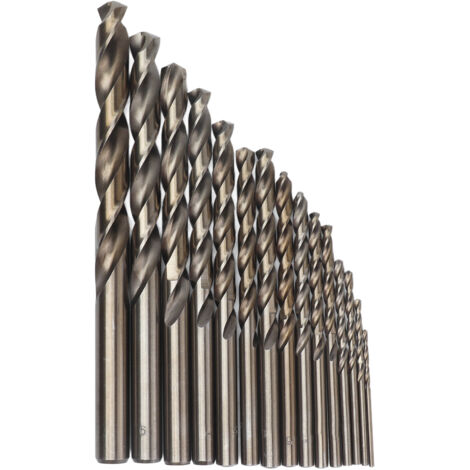 15 pièces Forets Cobalt Or 135° pour Métaux Durs, Set de Perçage Haute Performance