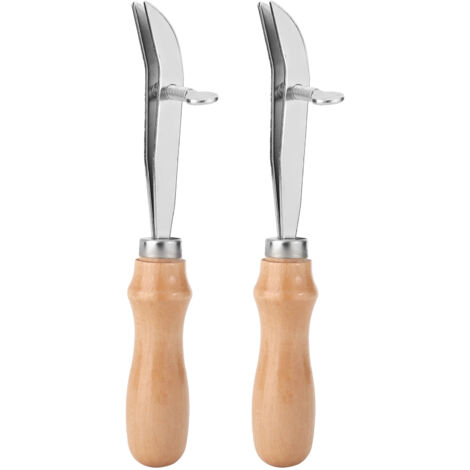 2 pièces Outils de Maroquinerie en Acier avec Poignée en Pin pour le Gaufrage et le Marquage du Cuir (1/5)
