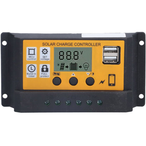 Régulateur de Charge Solaire 20A avec Écran LCD pour Batterie 12V/24V et Panneaux Photovoltaïques (1/5)