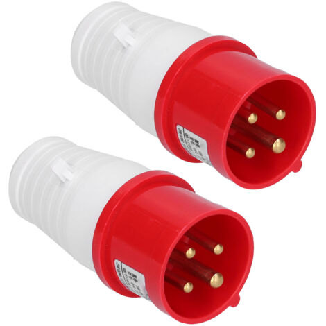 2 Pièces Prise Industrielle 4 Pôles 3 Phases + Terre IP44 380V-415V 16A Connecteur Étanche Circulaire