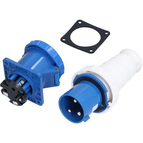 Jeu de Prise et Douille Industrielle 63A IP67 Etanche 3 Pôles 220-250V pour Usage Extérieur (1/5)