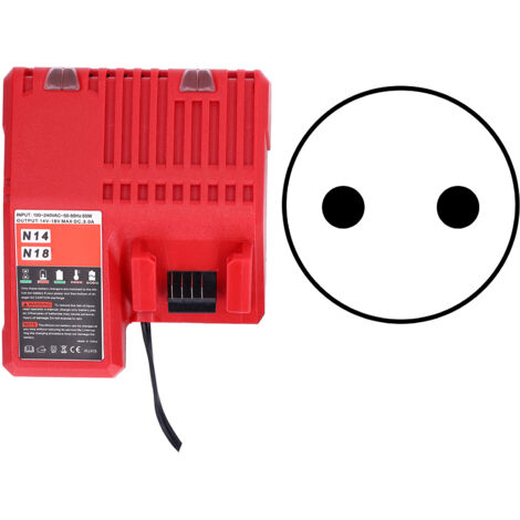 Chargeur de Batterie Lithium pour Milwaukee M14 M18, Entrée 100‑240V, Entretien de Charge (1/5)