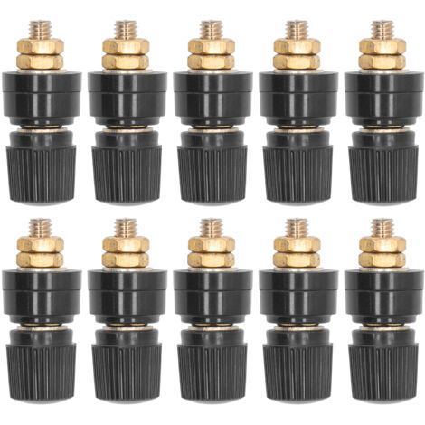 10 Pièces Connecteurs Banane M6 en Laiton Plein pour Bornes de Serrage - Noir (1/5)