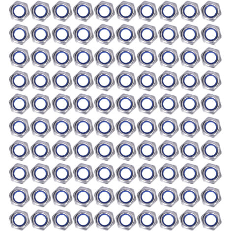100 pièces Écrou frein Nylon Insert Acier Inoxydable M4 pour Réparation et Bricolage (1/5)
