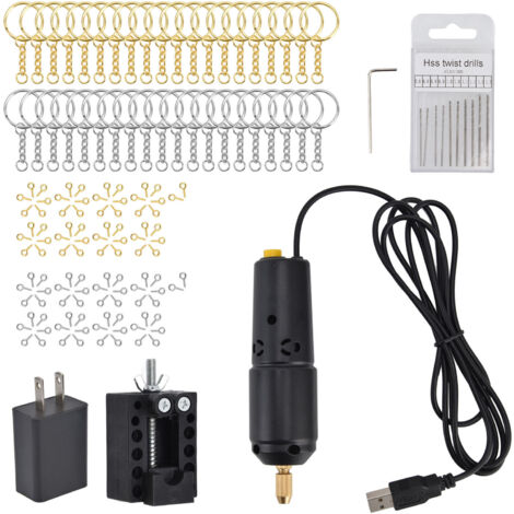 Perceuse électrique USB mini pour perles de cristal DIY, kit d'outils de perçage avec forets résine et prise américaine (100‑240V) (1/5)