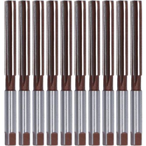 10 Pièces Alésoirs à Main 6 Gouttières Droites Système Américain 9SiCr Outillage 3/8in Brun Rouge