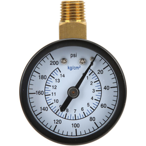 Jauge de pression hydraulique 1/4NPT 50mm pour huile et gaz, indicateur 0-200psi / 0-14kg/cm² (1/5)