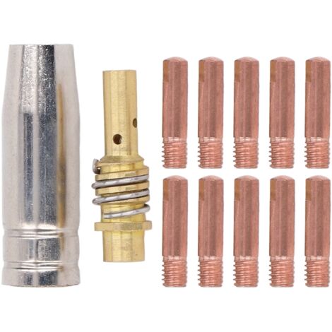 12 Pièces Buses de Contact 0.8mm pour Pistolet de Soudage MIG/MAG, Kit de Remplacement avec Embouts et Écrous M6 (1/5)