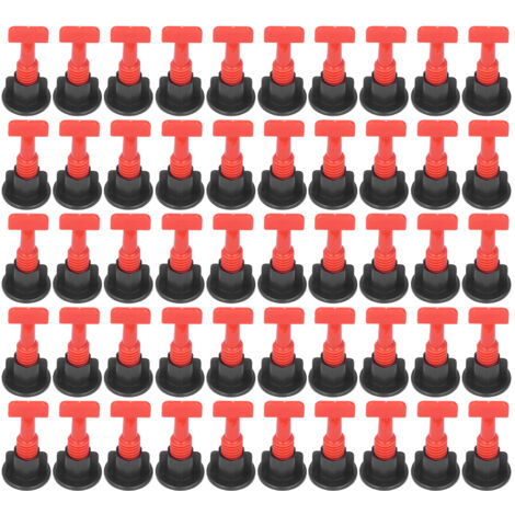 Kit de 50 pièces pour nivellement de carrelage avec clé, espaceurs pour sol, outil professionnel maison noir et rouge (1/5)
