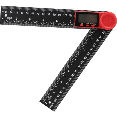 Règle numérique angulaire 2 en 1 - 200mm, léger et pratique, affichage digital précis, outil de mesure d'angle en plastique noir. (1/5)