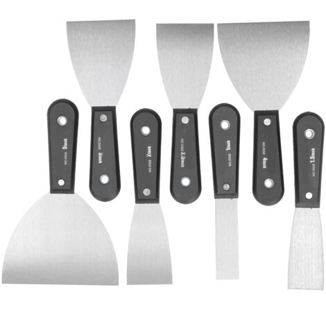 Ensemble de 7 couteaux à enduit en acier, outils portables pour plâtre, bois et peinture (1/5)