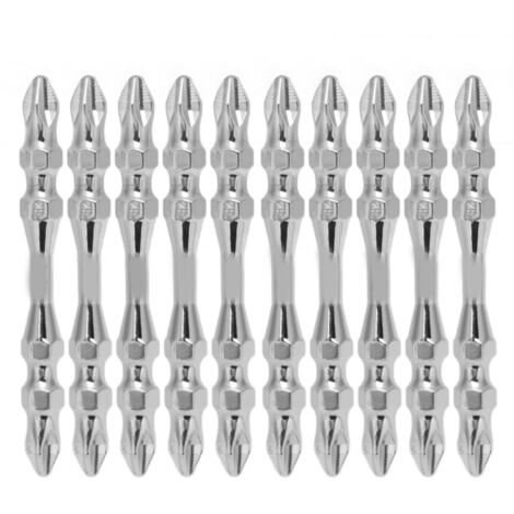 10 Pièces Embouts de Tournevis Double Extrémité 65mm PH2 Magnétique Hexagonale Kit de Remplacement (1/5)
