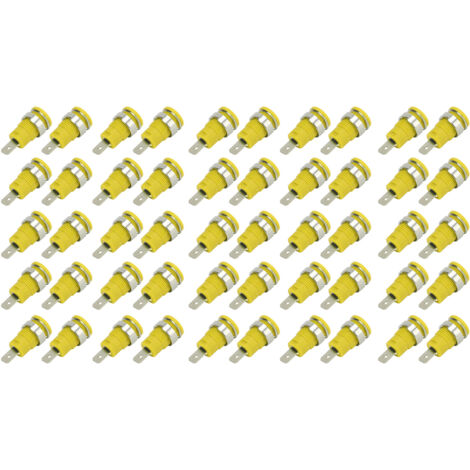 50 Pièces Douilles Banane 4mm Haute Conductivité Longue Durée de Vie Accessoires Test Électrique Jaune (1/5)