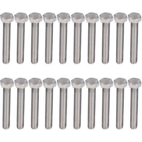 20 Vis à tête hexagonale M10x60 Acier Inoxydable A2, Filetage Brut DIN 933, Boulons entièrement filetés, Lot de 20 pièces (1/5)