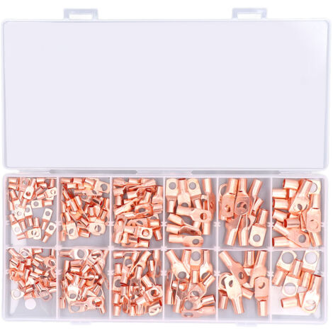 170 Pièces Terminaux de Câble Batterie en Cuivre, 12 Tailles, Embouts Annulaires Tubulaires pour AWG4, AWG6, AWG8, AWG10, AWG12 (1/5)