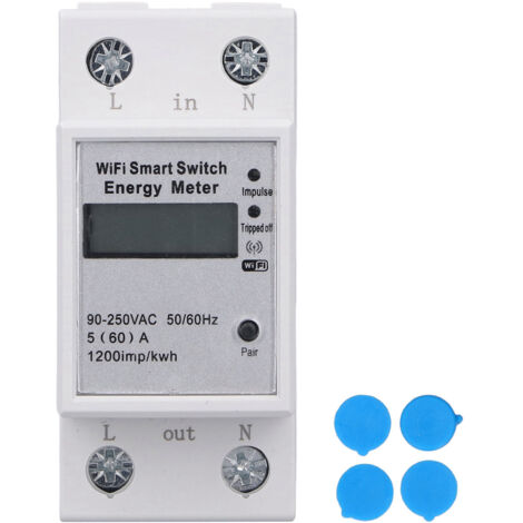 Compteur d'Énergie Intelligent WiFi avec Écran LCD pour Maison, Compatible Tuya, Monophasé 2P Rail DIN ZMAI‑90 AC90‑250V (1/5)