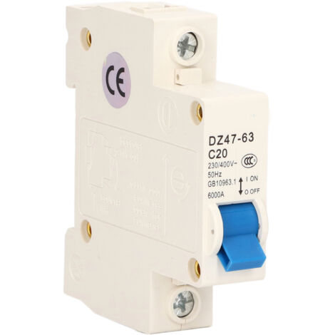 Disjoncteur Mini 1P 20A pour Rail DIN - Capacité de Rupture 6000A, 230V/400V - Protection Électrique Domestique (1/5)